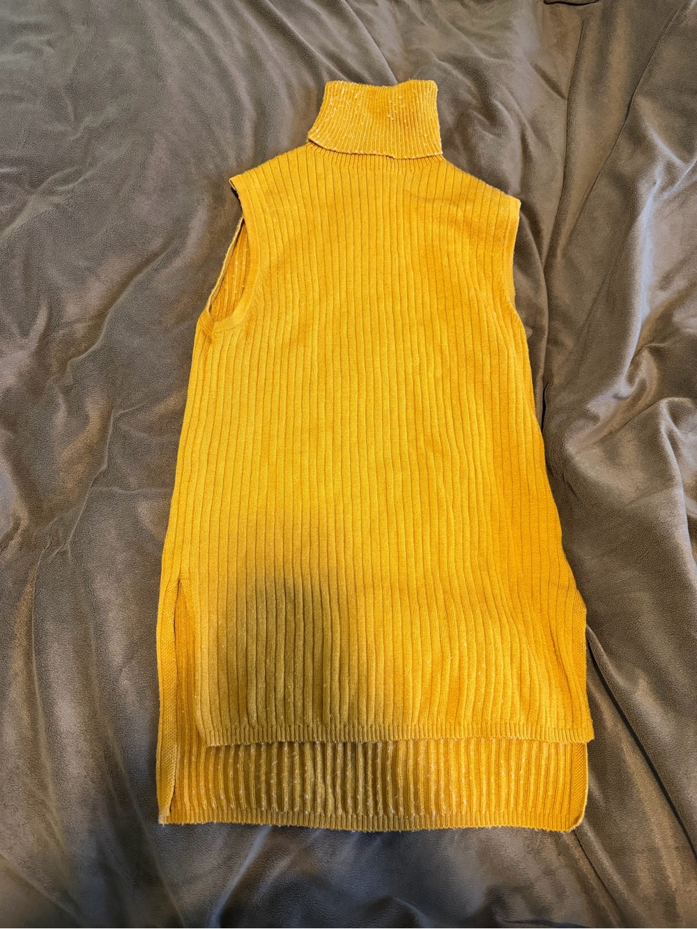 Uniqlo Ribbed Sleeveless Turtleneck Vest - Mustard